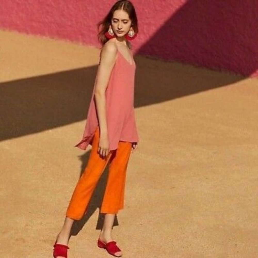 Anthropologie Maeve Meret Silk Tunic Pink Sz 4 NEW